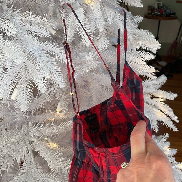J. Crew Red/Black Tartan Cotton Cami & Short PJ Set, Medium - Picture 7 of 9
